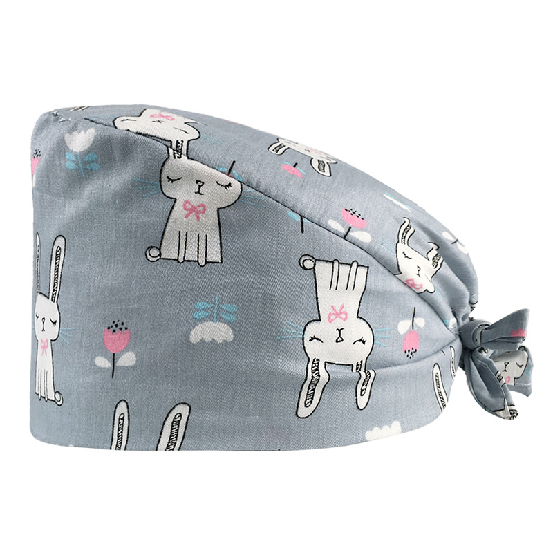 Tapa de enfermera de la UCI impresa elástico hebilla ajustable tapa quirúrgica quimioterapia de algodón puro tapa de confinamiento de las mujeres tapa de trabajo médico hombres