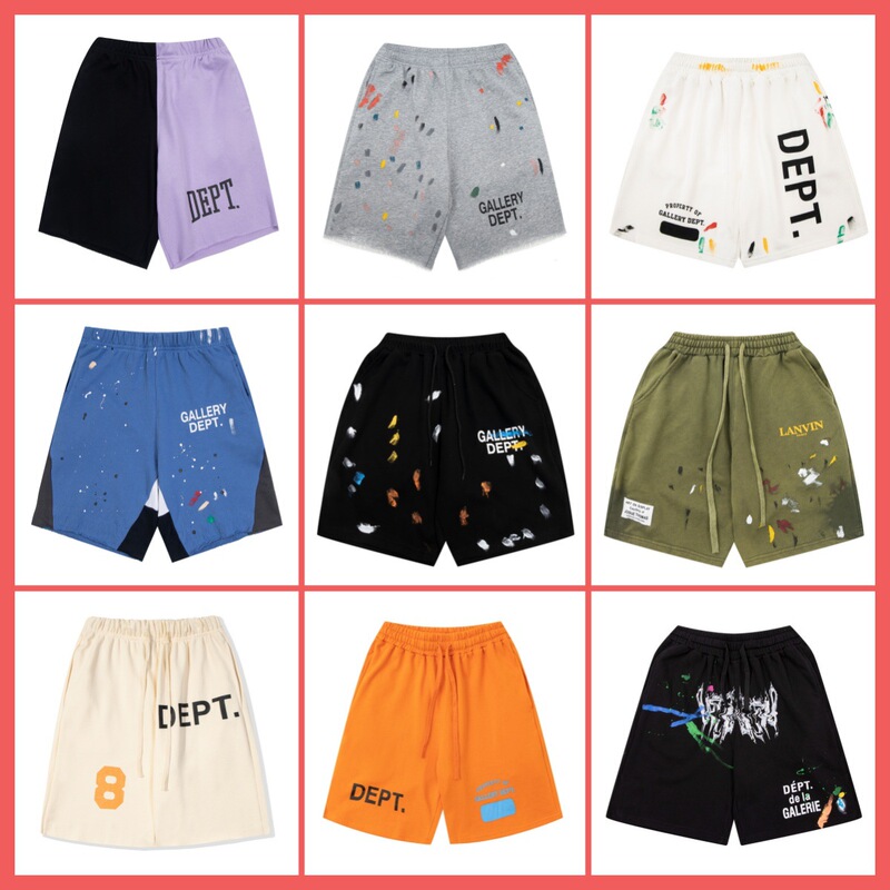 Correct version G.D destruction hand-painted splash ink stitching drawstring high street casual pants shorts men's and women's foreign trade wholesale