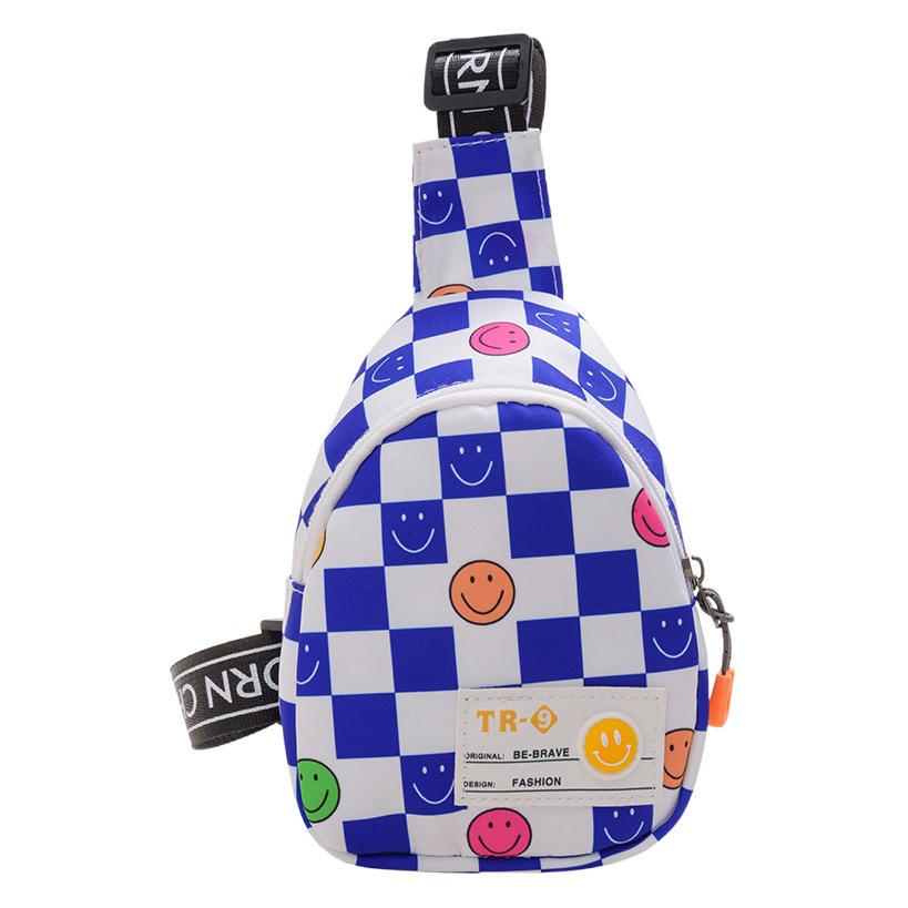 Children's Bag 2022 Spring and Summer New Chessboard Baby Chest Bag Cute Handsome Little Boy Smiley Lightweight Crossbody Bag