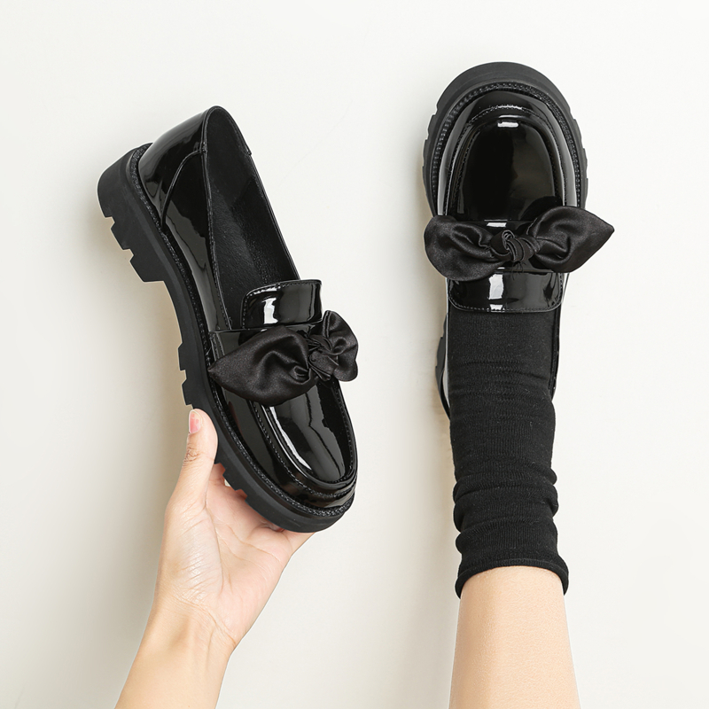 Children's black shoes English style