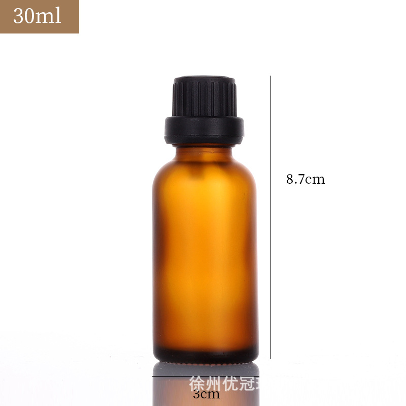 Botella de esencia cosmética portátil a prueba de luz marrón Botella de aceite esencial de vidrio esmerilado sellado cuentagotas