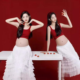 The 24-year-old studio's new pregnant mother's photo clothing is Korean-style pure desire for wind pregnant mother's indoor belly photo clothing photo