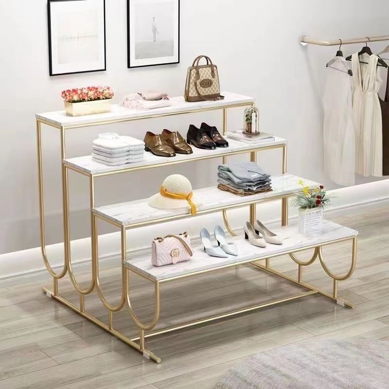 鞋店鞋架落地阶梯展示架货架金属服装中岛流水陈列其它展示台U型