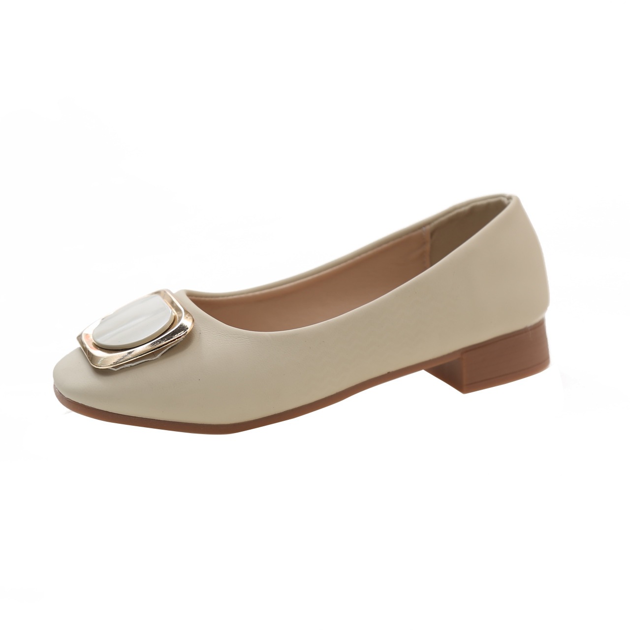 Zapatos de cabeza cuadrada para mujeres 2025 nuevo estilo de primavera y otoño con una hermosa falda de talón bajo con suela suave un zapato de pedal