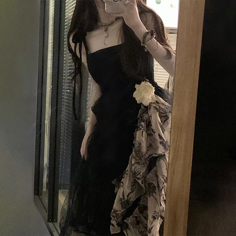 Хепберн стиль французское художественное платье легкое и роскошное сладкое и соленое темпераментное платье без рукавов 2024 Женское лето