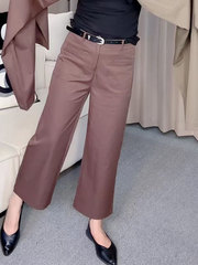 裤休闲直筒裤女新南韩早秋新款法棍裤高腰显瘦休闲百搭柔软九分裤