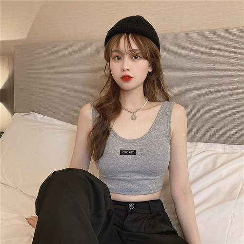 Sports camisole for women, summer inner wear, comfortable pure cotton, breathable, no wires, with breast pads, beautiful back underwear top