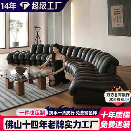 弧形沙发真皮意式S蛇形现代极简约皮艺模块组合大小户型客厅沙发