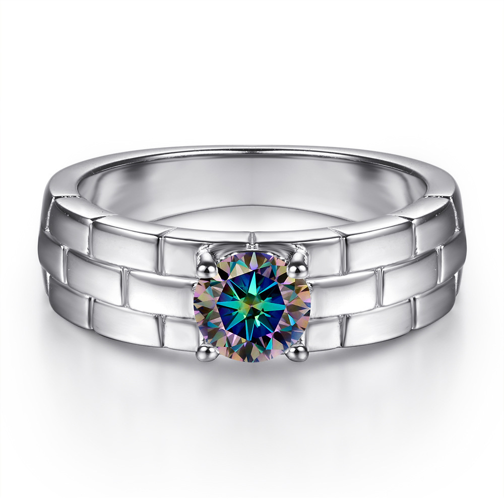 Explosiones transfronterizas 5MM0.5 quilates 925 anillo de plata esterlina creativo de moda correa de reloj con anillo de moissanita