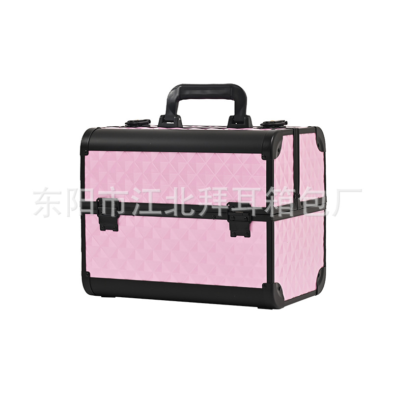 Caja de maquillaje portátil, caja de manicura de gran capacidad, caja de herramientas de peluquería con bordado de tatuajes, artista de maquillaje y caja de maquillaje para almacenamiento al aire libre