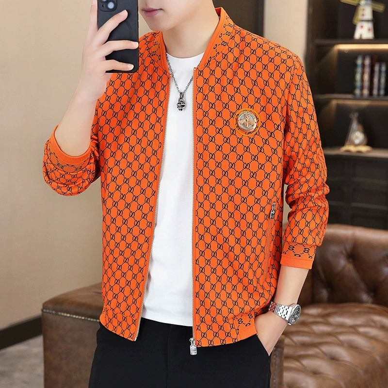 Весенняя и осенняя новая мужская куртка корейская модная бейсбольная куртка с принтом тоненькой мужской топ повседневная куртка