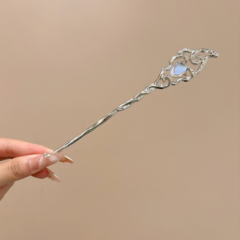 Nuevo estilo chino luna piedra estrella pinzas de cabello para mujeres 2025 nuevo metal líquido pinzas de cabello antiguo tocado de alta calidad