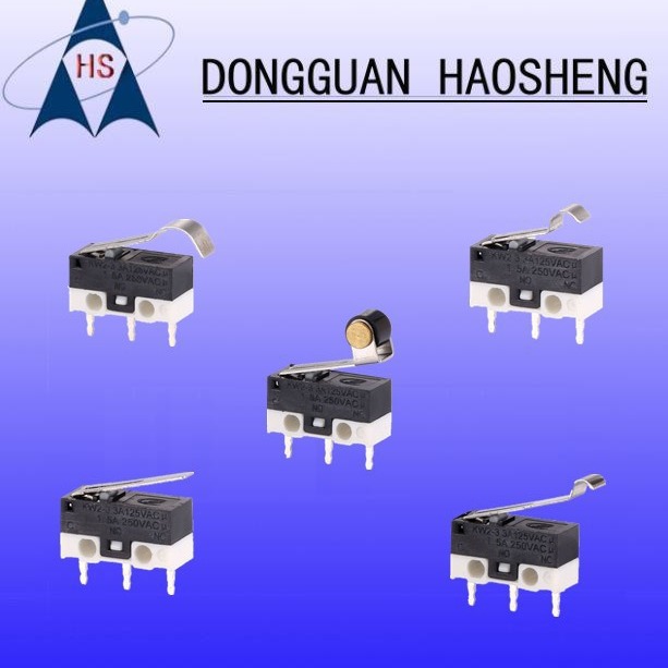 3脚无柄125V小鼠标微动开关 耐温行程限位大电流微动 KW滚轮长柄