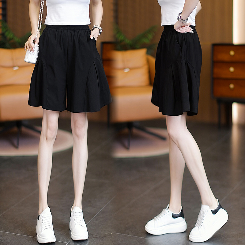 2025新款夏季薄款简约休闲短裤女宽松韩版百搭时尚速干阔腿裙裤子