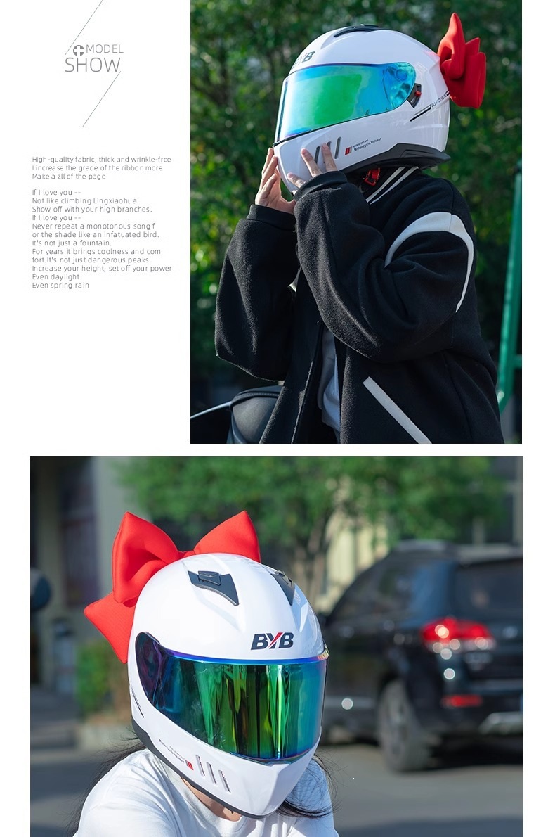 Helmet decoration bow, motorcycle and electric vehicle helmet accessory, cartoon multi-color bow, in-stock wholesale
