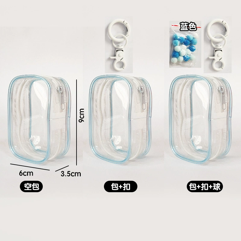 Прозрачная PVC мини-сумка (Bubble Mate) 6×3.5×9–10 см, варианты карабина и молнии