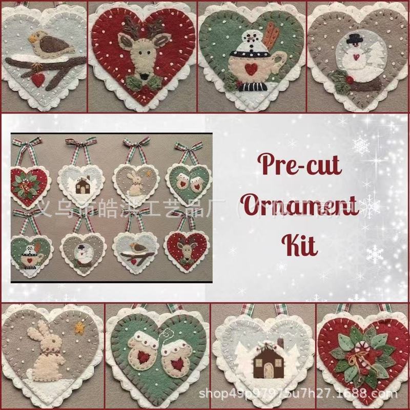 跨境新品Holiday Hearts Ornament Kit 圣诞装饰毛毡diy套件挂件h|undefined
