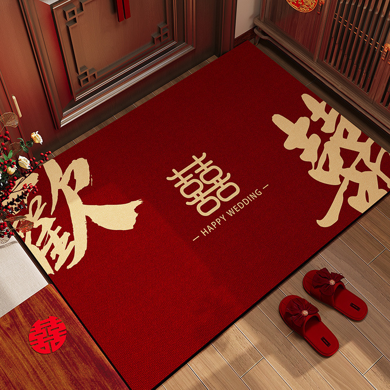 Alfombra de bodas en la puerta de entrada de barro de algas en la puerta de la casa de bodas festiva alfombra roja