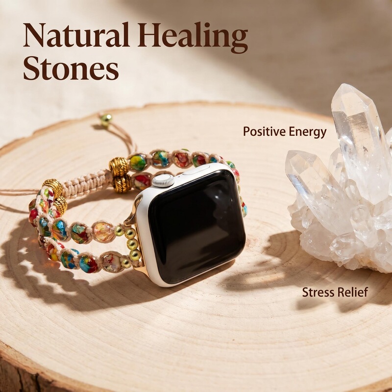 Suitable for Apple Watch 1-10 Generation Watch Straps, Smart Watch Straps, Cross-Border Woven Natural Stone