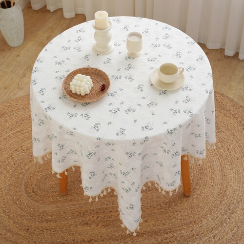 Le Xu Show Pure Cotton Tablecloth Korean Ins Style Pastoral Small Floral Rectangle Dining Tablecloth Tea Table Cover
