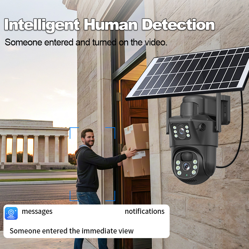 Cámara wifi al aire libre a prueba de agua cámara solar dual 4G HD puede ser monitoreo remoto de visión nocturna 2026 nuevo