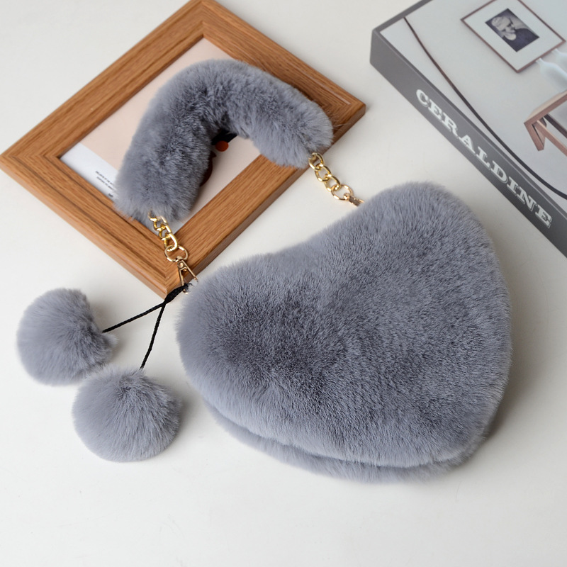 Women's Bags online celebrity fashion plush love heart bag female handbag crossbody shoulder autumn and winter plush peach heart bag_voghion.com