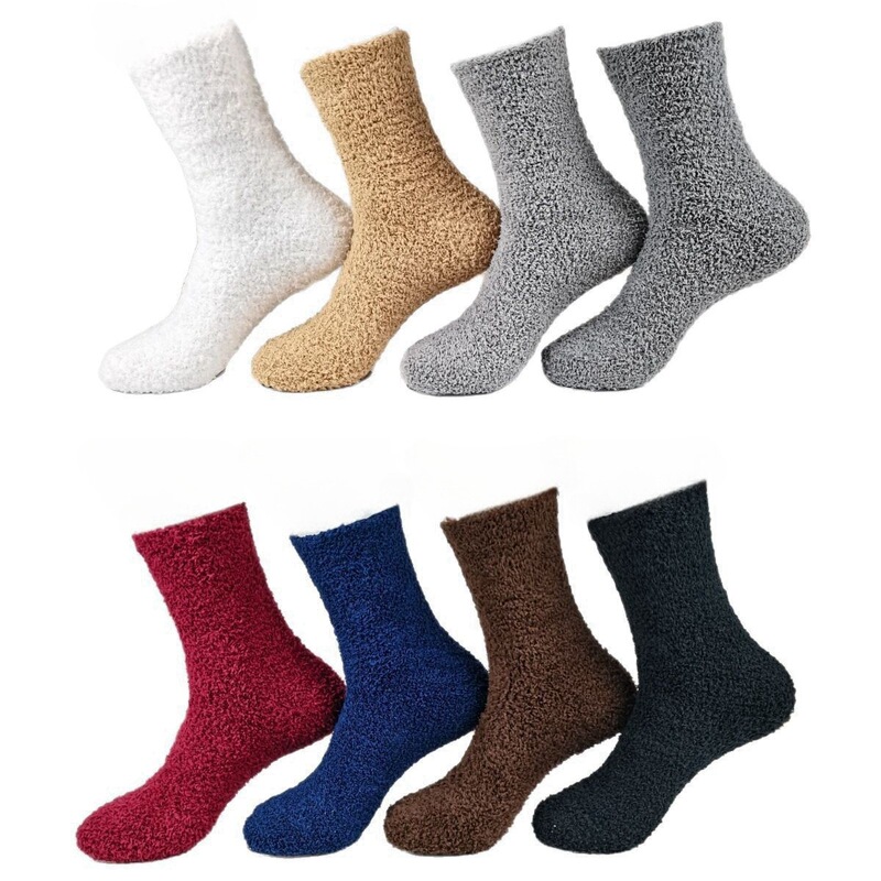 Men's slippers socks fluffy plush home sleeping socks coral fleece candy-colored floor socks cross-border wholesale