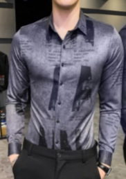 Nueva camisa de manga larga de solapa de los hombres europeos y americanos 3D Impresión digital popular camisa casual superior ventas directas de fábrica