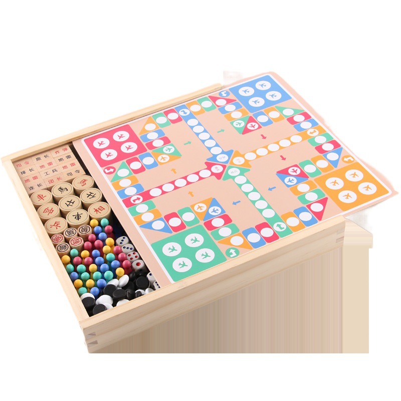 Damas de Ajedrez de cinco piezas de ajedrez animal ajedrez de cinco piezas de ajedrez Snake Ajedrez multi-funcional de dos en uno de madera de los niños juguetes educativos