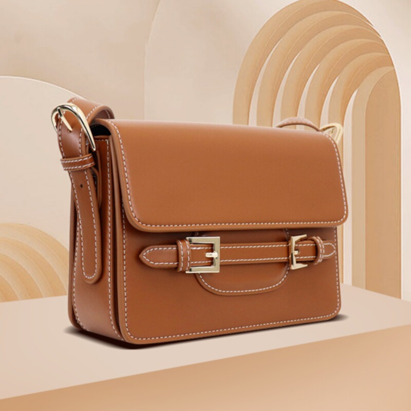 Niche Design Women's Brown High-Quality Simple Commuter Versatile Shoulder Crossbody Bag Small Square Bag Mobile Phone Bag