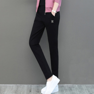 Cotton Sports Casual Women's Pants Spring and Autumn 2023 New Large Size Slimming High Waist Sweatpants Black All-match Straight Trousers