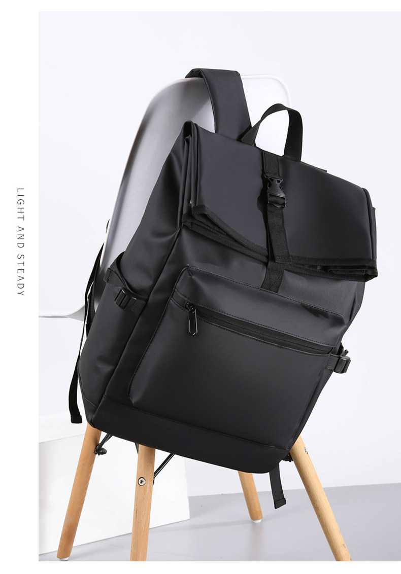Cross-border simple and large-capacity backpack for men, high-end and stylish college student schoolbag, fashionable and casual business travel backpack undefined
