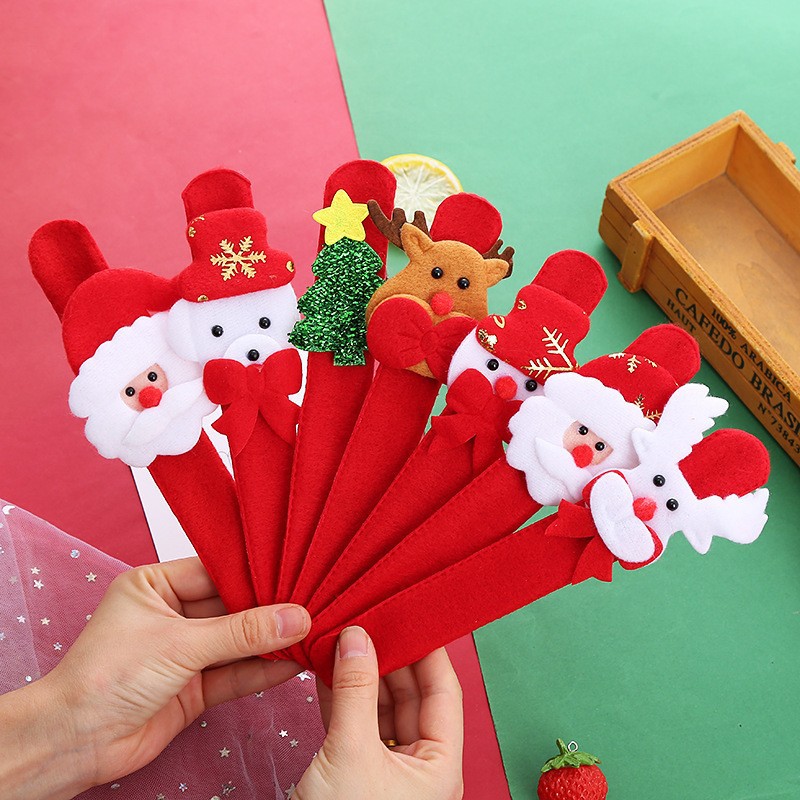 Christmas Snap Ring Bracelet Christmas Cartoon Snap Ring Glowing Children's Gift Snap Ring Plush Christmas Snap Ring