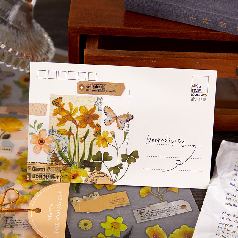 Recogida de transferencia pegatinas hierba hoja colección Serie INS flor mano cuenta DIY material decorativo pegatinas 2 piezas en 6 tipos