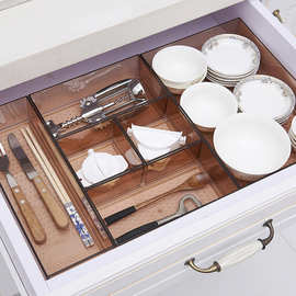 厨房抽屉餐具分格收纳盒碗筷收纳塑料盒桌面分类整理化妆盒