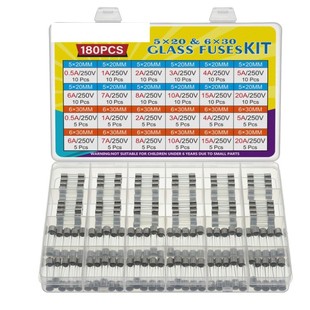 24 value 250V fast blown glass fuse combination kit 5X20 6X30 0.5A-20A