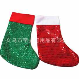 工厂定-做亮片圣诞袜圣诞帽圣诞节装饰品袜子亮片材质袜加印logo
