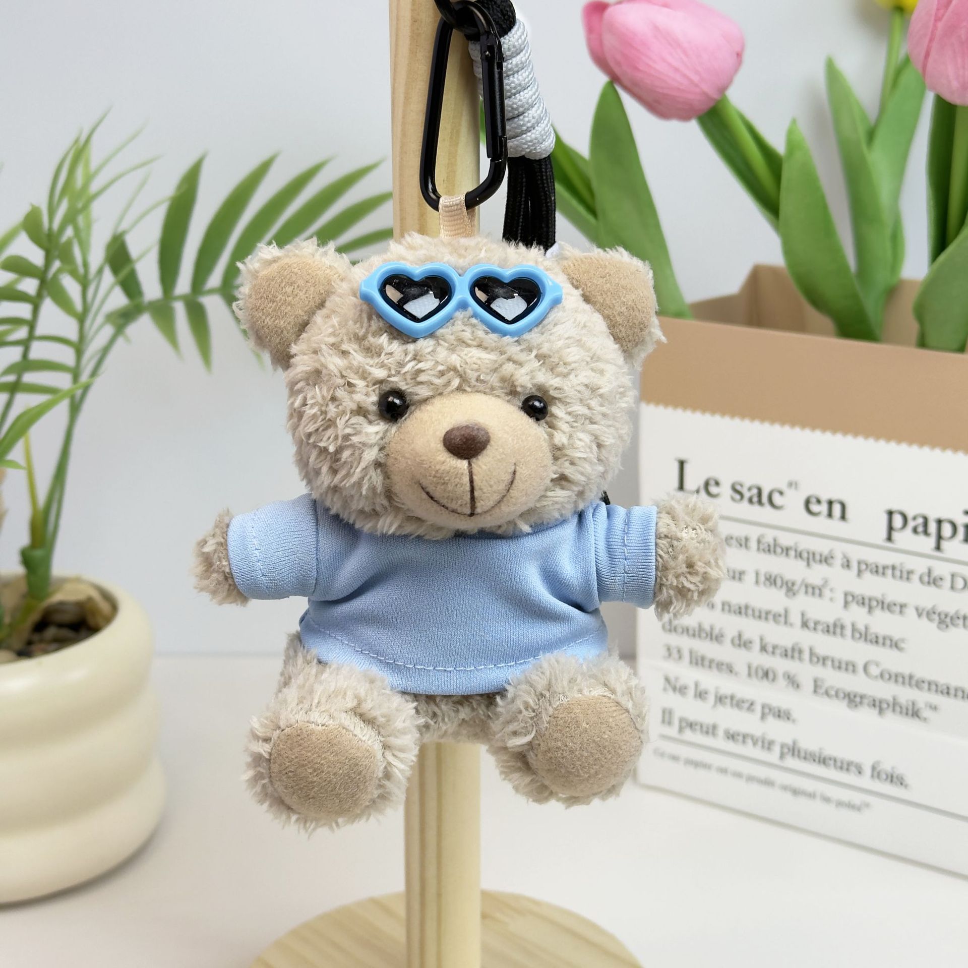 Suéter Teddy Bear Keychain bolsas colgantes muñecas de peluche creativas lindas gafas piloto Teddy Bear