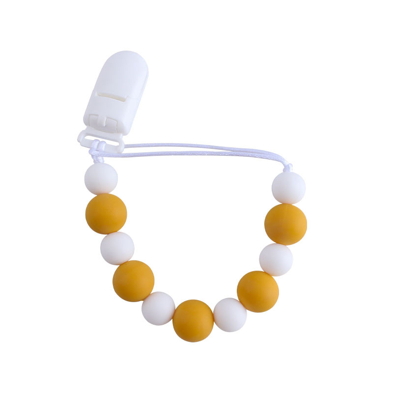 Nuevo bebé suministros plástico pico clip de silicona perlas mordedor bebé molar juguetes chupete cadena anti-perdida cadena