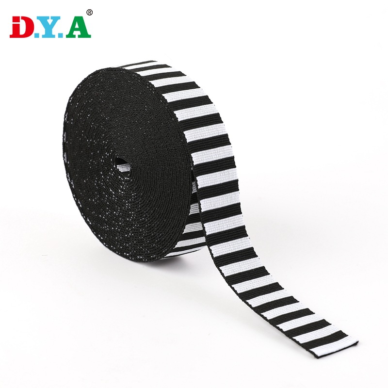 2.5cm涤纶织带黑白平纹提花织带 电脑包箱包背带鞋帽服饰辅料织带