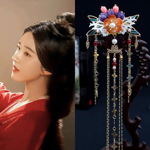 Changge Xing Zhao Lusi Style Hanfu Hairpin with Tassel, Hairpin with Flowing Ornaments, Ancient Style Hair Accessories, Hairpin Decorations