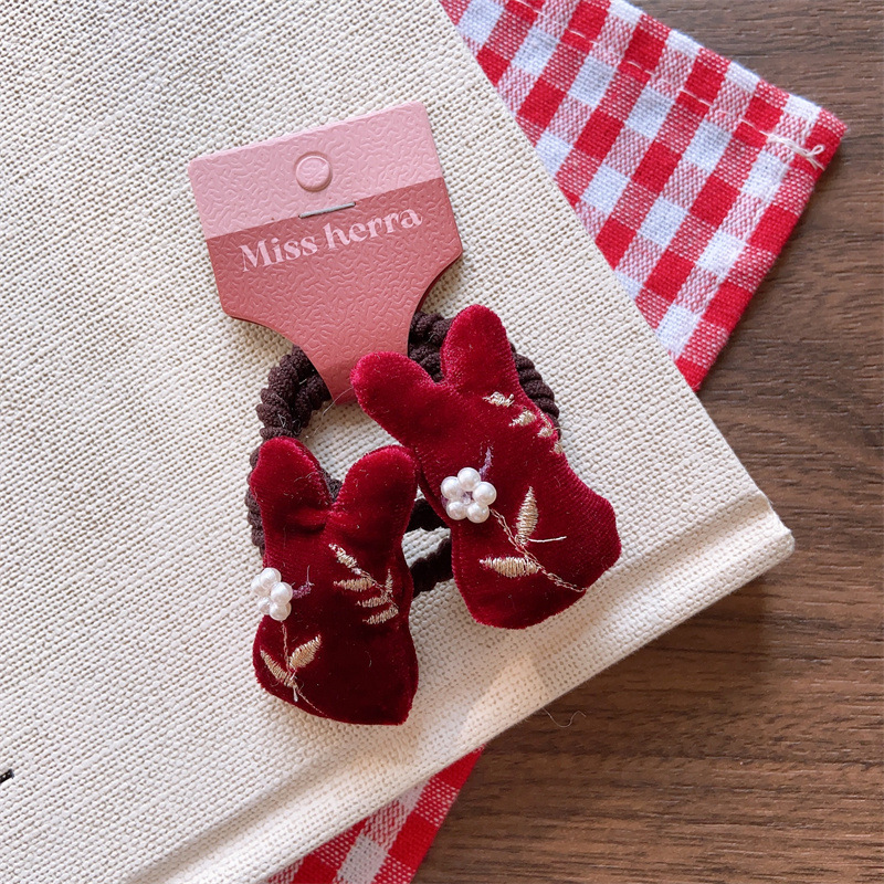 Regalo di Natale Mori ragazza colore bambini carino imbottito cotone coniglio capelli cerchio ragazza vino rosso Natale rosso amore testa corda coppia_voghion.com
