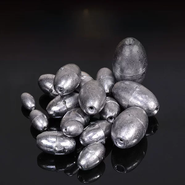 Aohu olive-shaped lead pendant pure lead production Tongxin fishing pendant fishing gear wholesale multiple grams