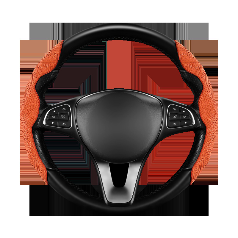 New steering wheel cover made of Nappa leather, non-slip, sweat-absorbent, universal half-cover protector, suitable for all seasons, ultra-thin handlebar cover