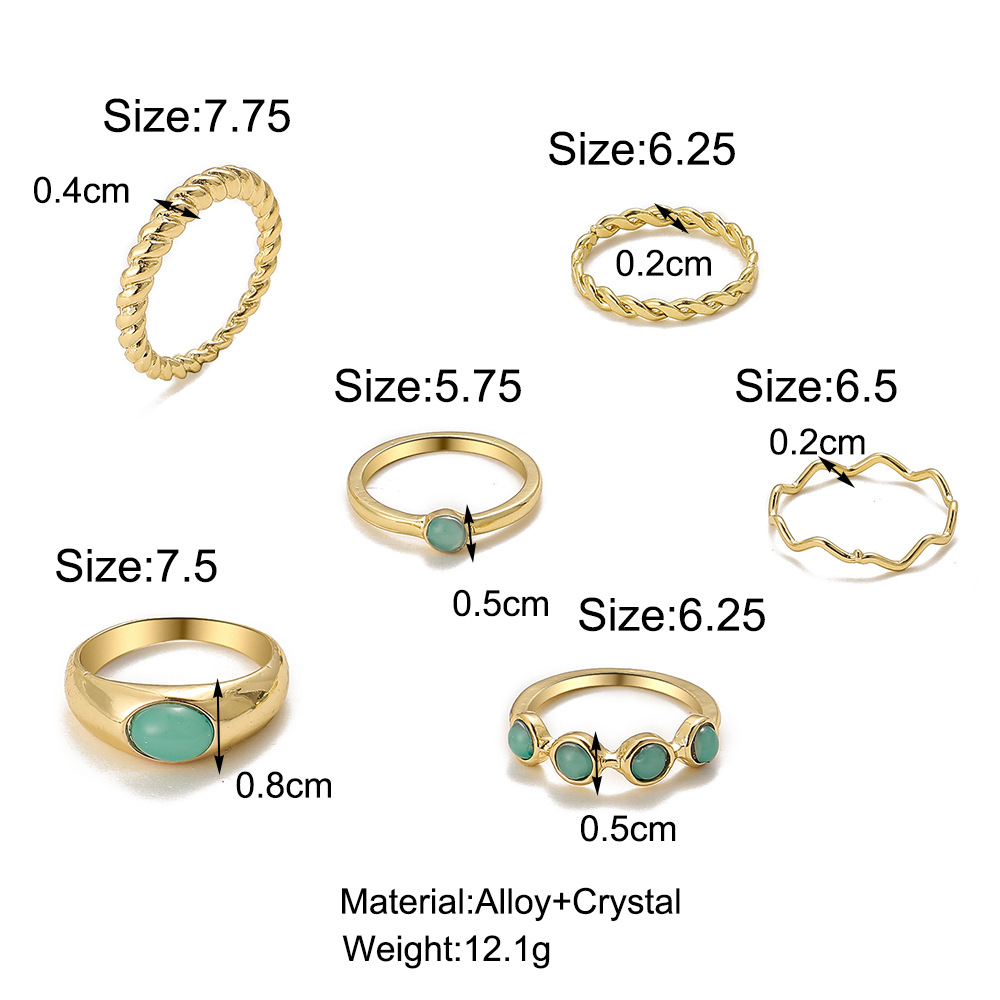 Mode Neue Geometrische Smaragd Intarsien Knuckle Ring Set 6-stück Großhandel display picture 1