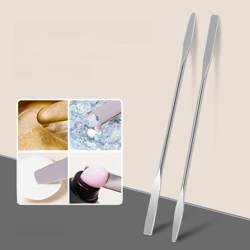 Nail art glue stick stainless steel color stick double head dual-purpose professional color metal halo color painting tools wholesale