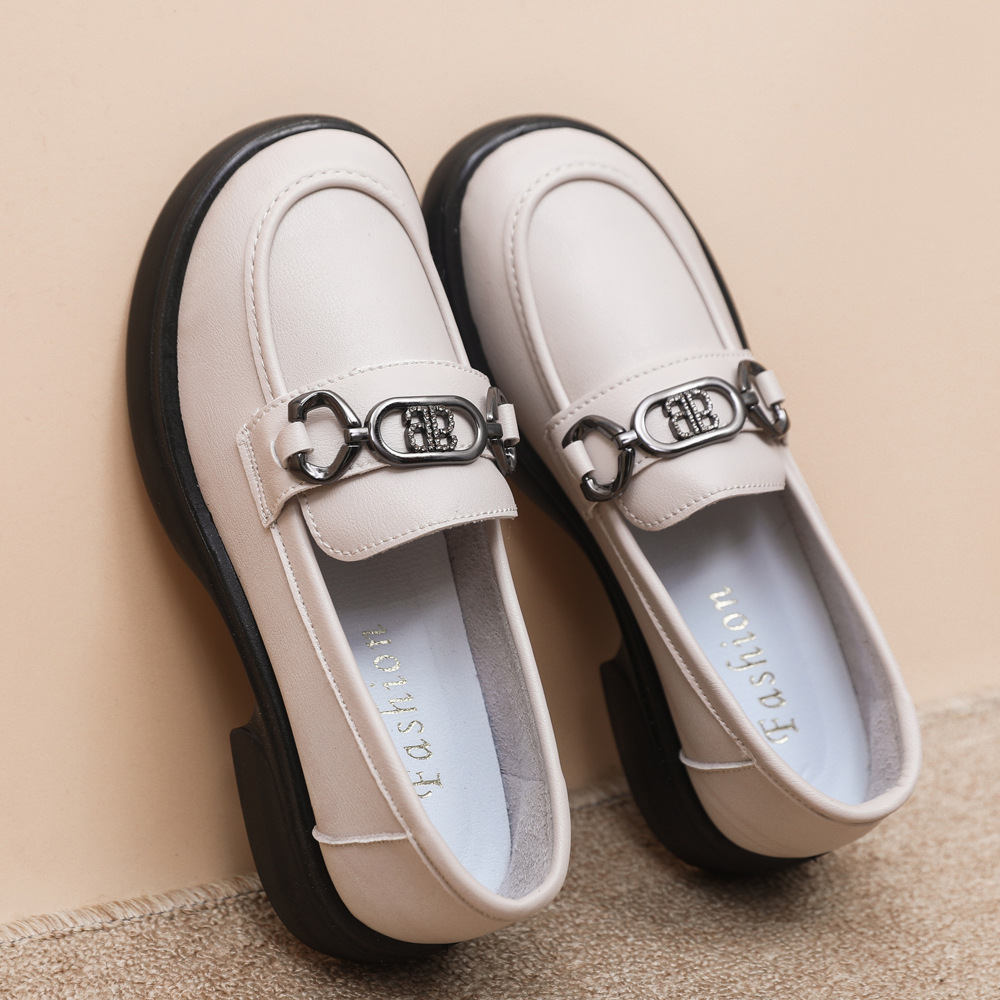 Zapatos de cuero de suela gruesa de moda estilo británico JK zapatos de mujer primavera y verano superficial zapatos de moda casual zapatos de pie único zapatos de mujer