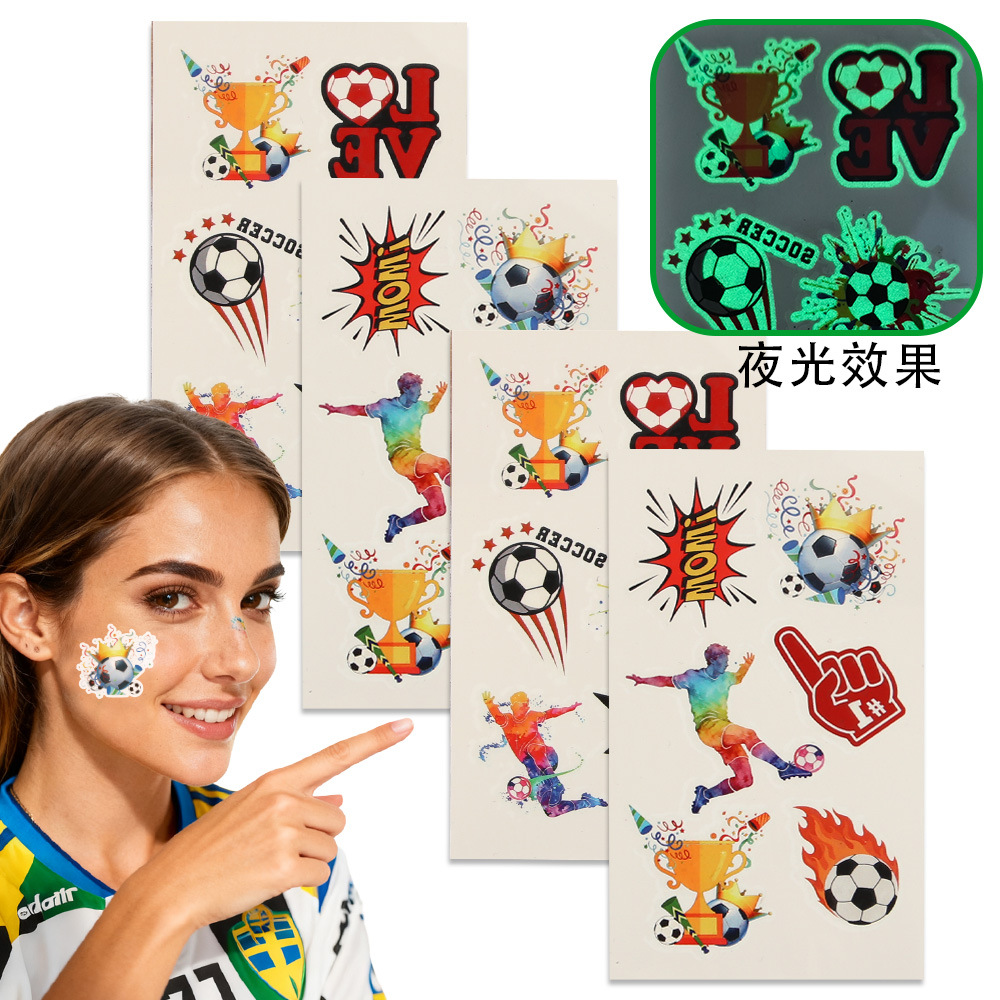 Fútbol transfronterizo nocturno tatuaje Estados Unidos, Canadá, México, Copa del Mundo fanáticos pegatinas faciales animadoras animadoras pegatinas luminosas