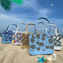 跨境新品欧美时尚户外印花EVA沙滩包 手提收纳洞洞大容量篮子挎包