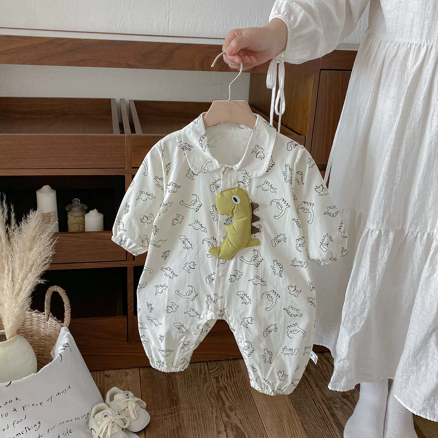 点兮2025秋季新款婴幼儿恐龙连体衣宝宝洋气立体卡通连身衣长爬服